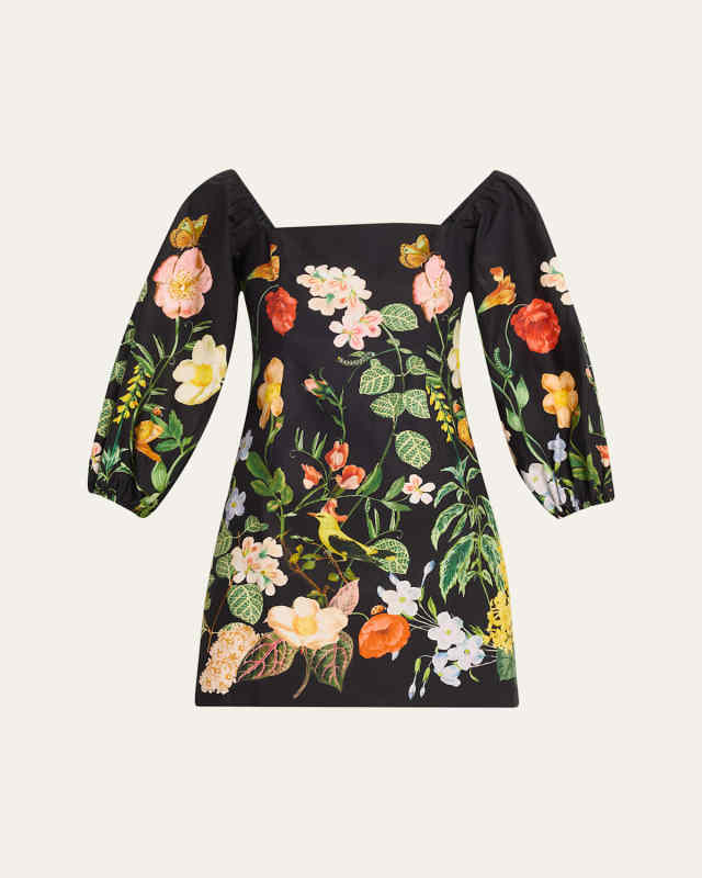 Montauk Puff-Sleeve Cotton Poplin Mini Dress
